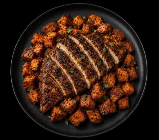 Blackened Creole Chicken with Roasted Sweet Potatoes